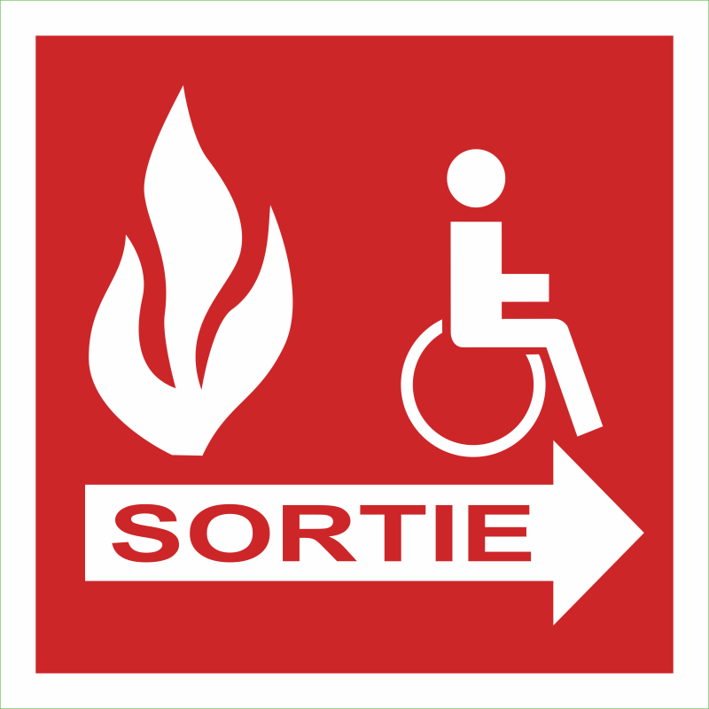 Sortie de secours pour handicapes a droite