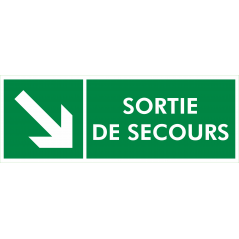 Sortie de secours fleche en bas à droite