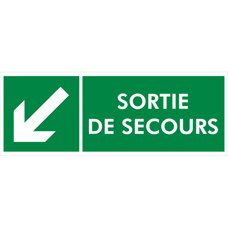 Sortie de secours fleche en bas à gauche