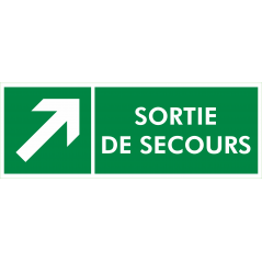 Sortie de secours fleche en haut à droite