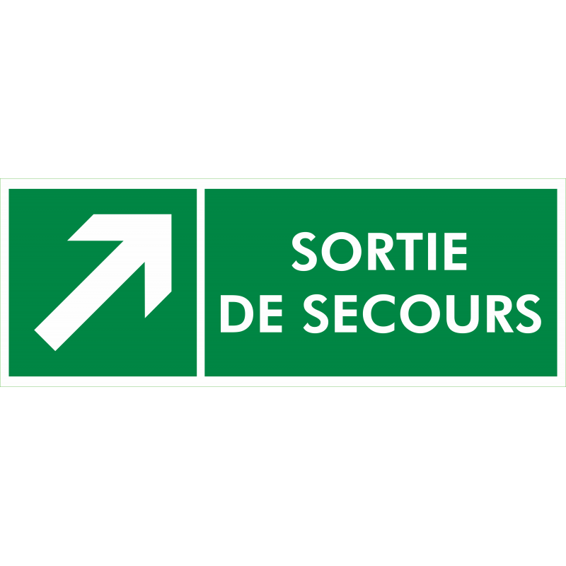 Sortie de secours fleche en haut à droite