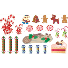 Kit deco pour vitrines friandises de Noël