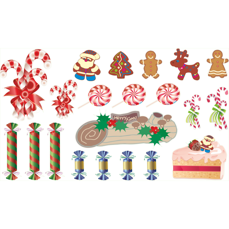 Kit deco pour vitrines friandises de Noël