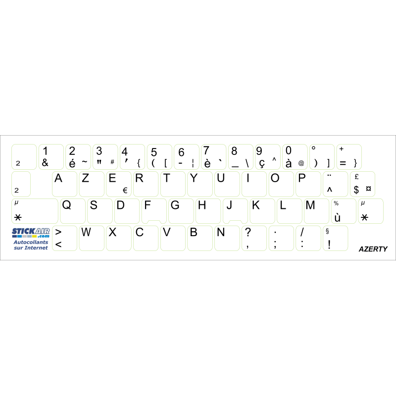 Autocollant  AZERTY - Fond blanc Texte noir