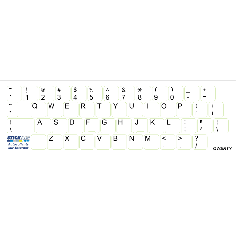 Autocollant QWERTY - Fond blanc Texte noir