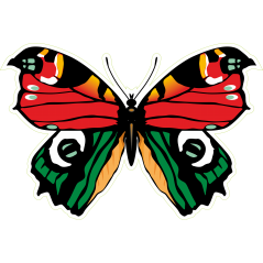 Papillon rouge vert