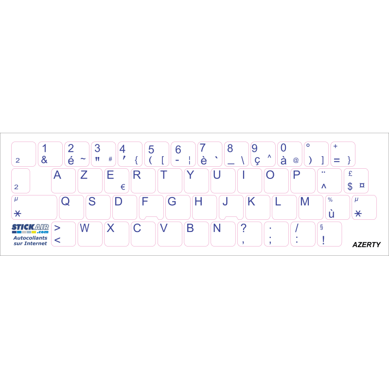 Autocollant  AZERTY - Transparent - Texte blanc