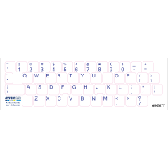 Autocollant  QWERTY- Transparent - Texte blanc