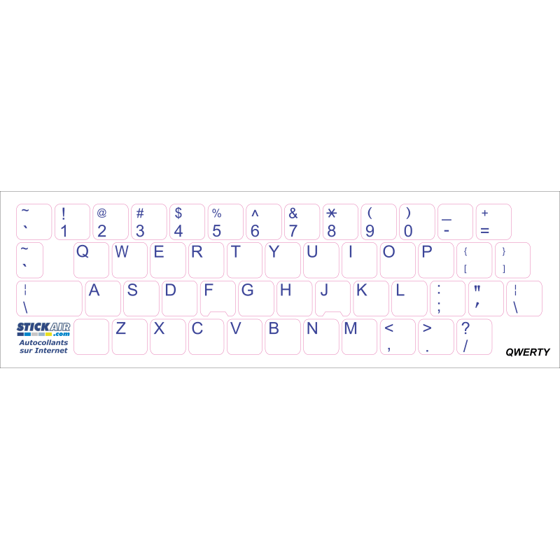 Autocollant  QWERTY- Transparent - Texte blanc