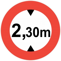 Hauteur limitee 2,30m