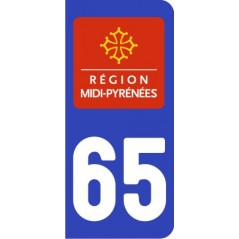 Sticker immatriculation 65 midi pyrénées